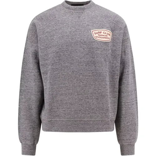 Grauer Crew-neck Sweatshirt, Langarm , Herren, Größe: L - Dsquared2 - Modalova