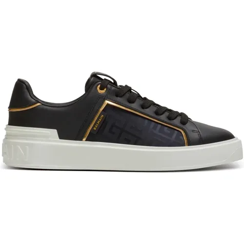 B-Court Monogramm Nylon- und Ledersneaker , Damen, Größe: 36 EU - Balmain - Modalova