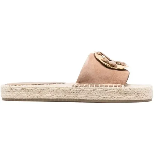 Leather Espadrille Slide Mules , female, Sizes: 7 UK, 3 UK - TORY BURCH - Modalova