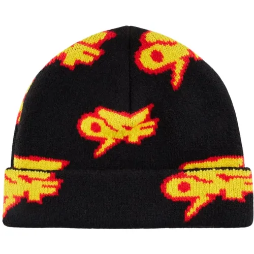 Beanies, male, , Size: ONE SIZE /Yellow Thunder Logo Beanie - Off White - Modalova