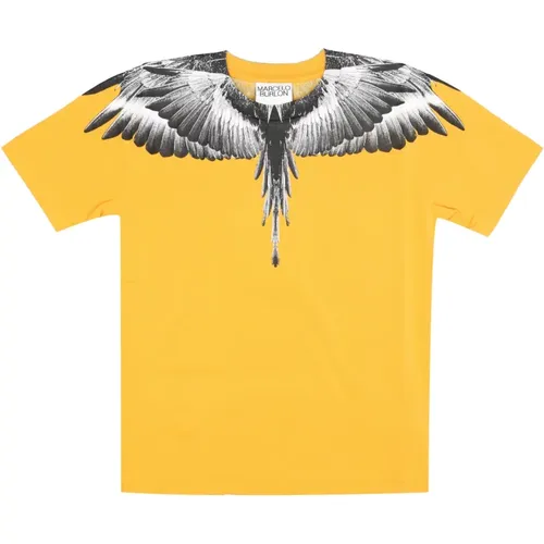 Kinder Kurzarm T-Shirt mit Flügeln - Marcelo Burlon - Modalova