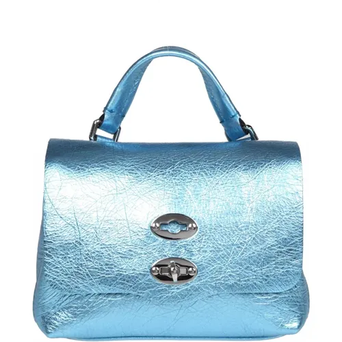 Blaue Lederhandtasche mit Drehverschluss - Zanellato - Modalova