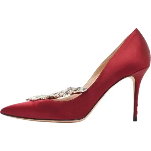 Pre-owned Pumps, female, , Size: 8 US Pre-owned Satin heels - Manolo Blahnik Pre-owned - Modalova