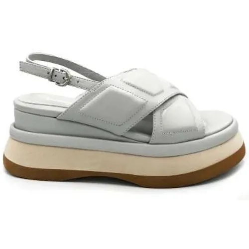 Grey Leather Wedge Sandals Lightweight Rubber Sole , female, Sizes: 5 UK, 3 UK, 4 UK, 7 UK, 6 UK - Jeannot - Modalova