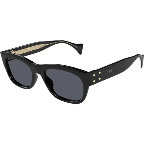 Schwarze/Graue Sonnenbrille , Herren, Größe: 55 MM - Gucci - Modalova