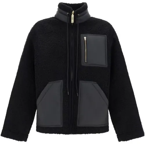 Zip-throughs, male, , Size: M Shearling Effect Jacket with Zipper Closure - Moschino - Modalova