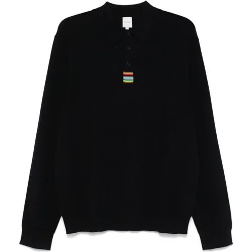 Blauer Merinowoll-Polo-Pullover , Herren, Größe: M - Paul Smith - Modalova