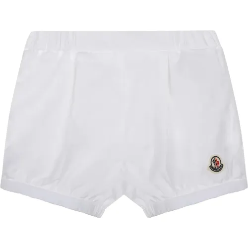 Weiße Shorts mit Logo Patch - Moncler - Modalova