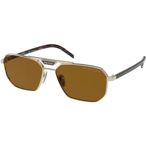 Gold Frame Stylish Sunglasses , unisex, Sizes: 57 MM - Prada - Modalova