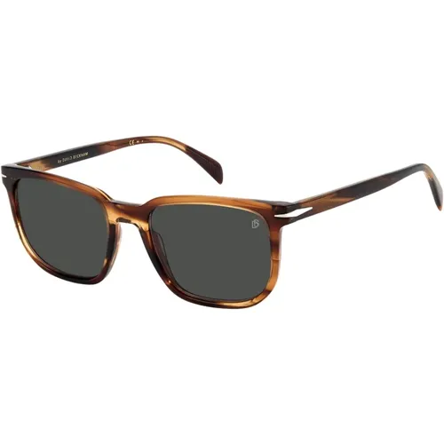 Sunglasses, male, , Size: 54 MM Striped Brown/Grey Sunglasses - Eyewear by David Beckham - Modalova