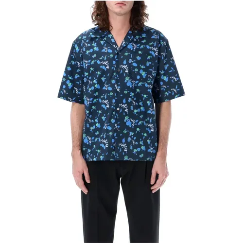Navy Poplin Bowling Shirt , male, Sizes: M, L - Marni - Modalova