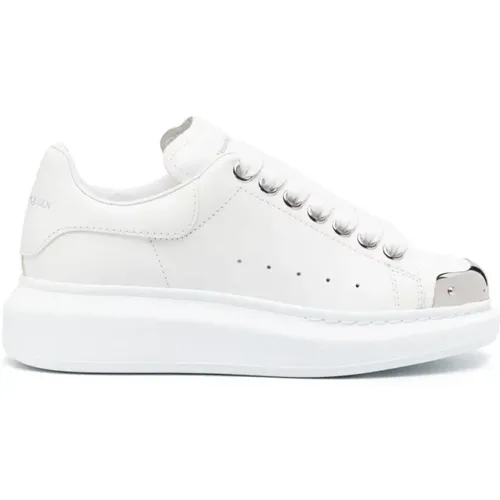 Weiße Ledersneakers mit stilvollen Details , Damen, Größe: 36 EU - alexander mcqueen - Modalova