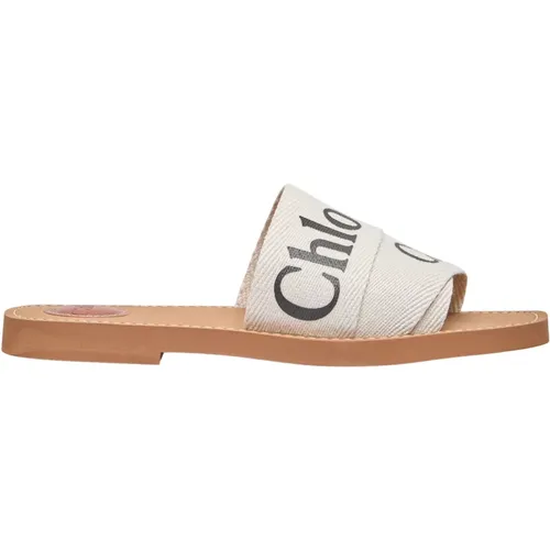 Logo Print Woody Sandalen , Damen, Größe: 36 EU - Chloé - Modalova