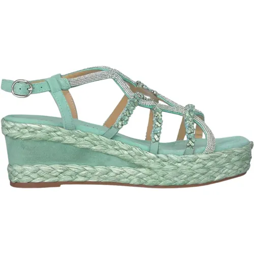 Crisscross Wedge Sandal with Sparkling Detail , female, Sizes: 3 UK, 4 UK, 6 UK - Alma en Pena - Modalova