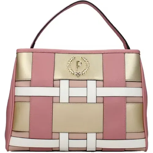 Geometric Multicolored Handbag with Golden Metal Logo , female, Sizes: ONE SIZE - Pollini - Modalova