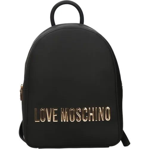 Logo Reißverschluss Schultertasche,Schwarzer Maxi Lettering Rucksack - Love Moschino - Modalova