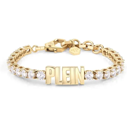 Bracelets, female, , Size: ONE SIZE Gold Lettering Stainless Steel Bracelet - Philipp Plein - Modalova