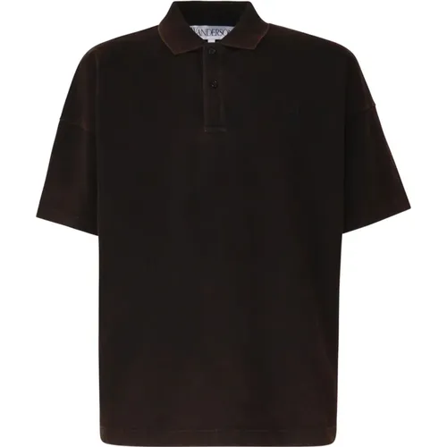 Braunes Polo T-Shirt mit JW Anchor Logo - JW Anderson - Modalova