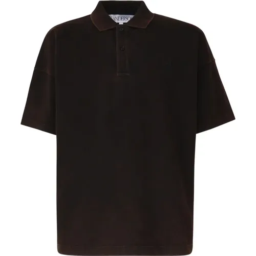 Braunes Polo T-Shirt mit JW Anchor Logo , Herren, Größe: L - JW Anderson - Modalova