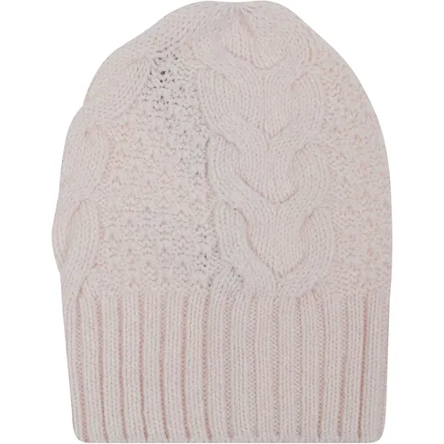 Beanies, female, , Size: ONE SIZE Ribbed Cable Knit Beanie - Ermanno Scervino - Modalova