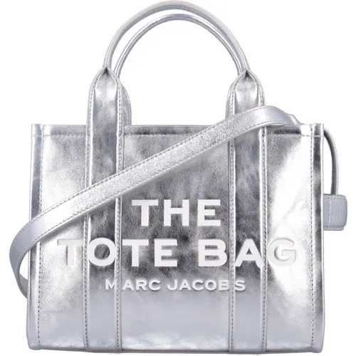 Tote Bags, female, , Size: ONE SIZE Metallic Silver Small Tote Handbag - Marc Jacobs - Modalova