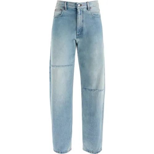 High-Waist Jeans in heller Waschung , Herren, Größe: W30 - MM6 Maison Margiela - Modalova