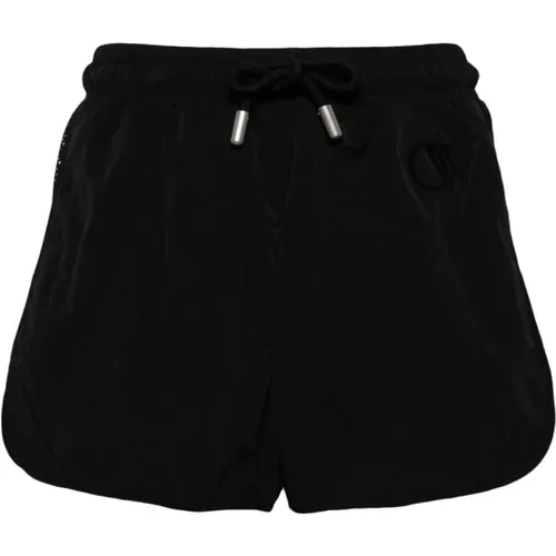 Schwarze Crispy Shorts mit Netzdetail , Damen, Größe: 3XS - Off White - Modalova