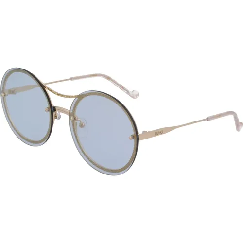 Blue Lens Sunglasses with Gold Glitter , female, Sizes: 60 MM - Liu Jo - Modalova