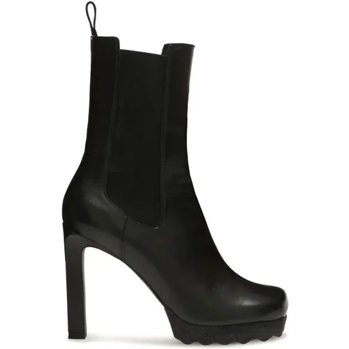 Leather Heeled Boots , female, Sizes: 6 UK, 4 UK, 7 UK, 5 UK - Off White - Modalova