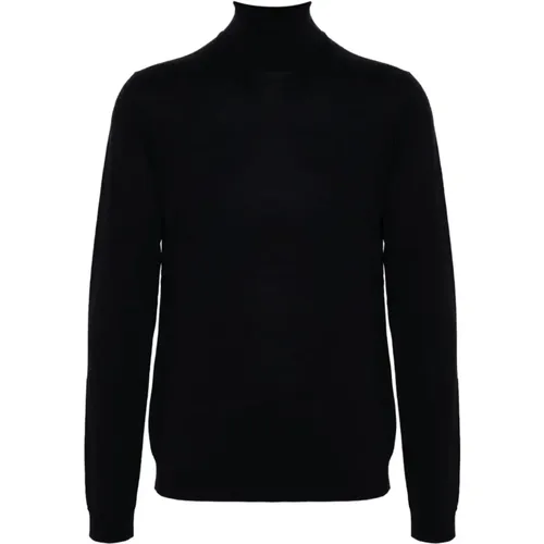 Turtlenecks, male, , Size: 3XL Navy Turtleneck Sweater Knitwear Aw24 - Roberto Collina - Modalova