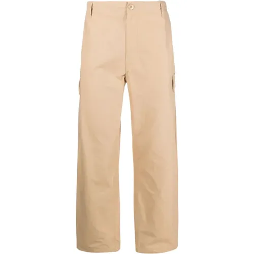 BeigeStraight Trousers with `Boke Flower` Button , male, Sizes: W38, W42, M, S, L, W40 - Kenzo - Modalova