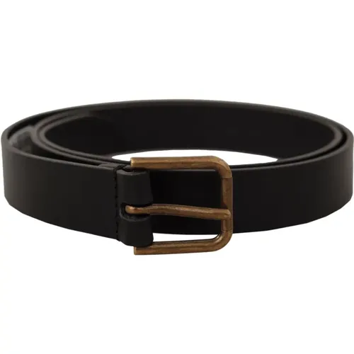 Belts, male, , Size: 90 CM Leather Belt with Metal Buckle - Dolce & Gabbana - Modalova