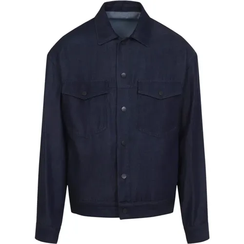 Light Jackets, male, , Size: M Viscose Jacket - Giorgio Armani - Modalova