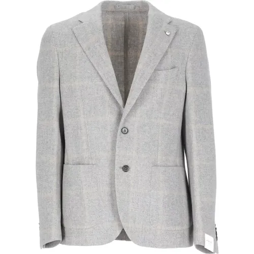 Blazers, male, , Size: XL Grey Wool Jacket with Peak Lapel - Lubiam - Modalova