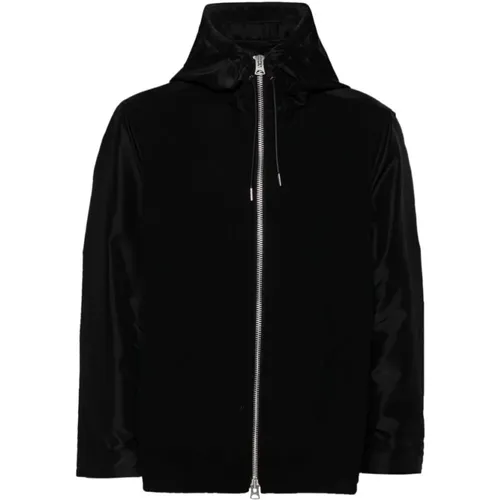 Zip-throughs, male, , Size: S Panelled Zip-Up Hoodie - Sacai - Modalova