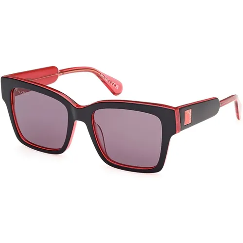 Stylische Sonnenbrille in glänzendem Schwarz - Max & Co - Modalova