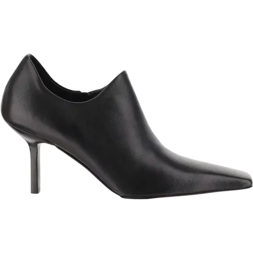 Schwarze Leder Pumps mit Eckiger Spitze , Damen, Größe: 36 EU - ARMARIUM - Modalova