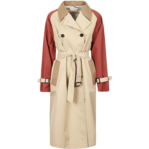 Honigfarbener Baumwolltrenchcoat , Damen, Größe: 3XS - Max Mara Weekend - Modalova