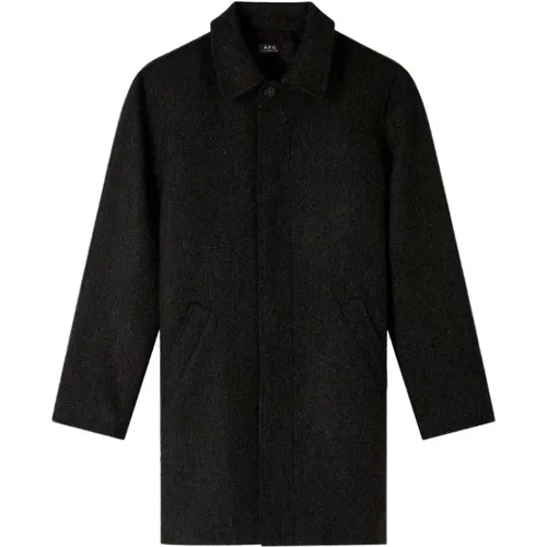 Dunkelgrüner Woll Tweed Mac Pete Mantel , Herren, Größe: L - A.p.c. - Modalova