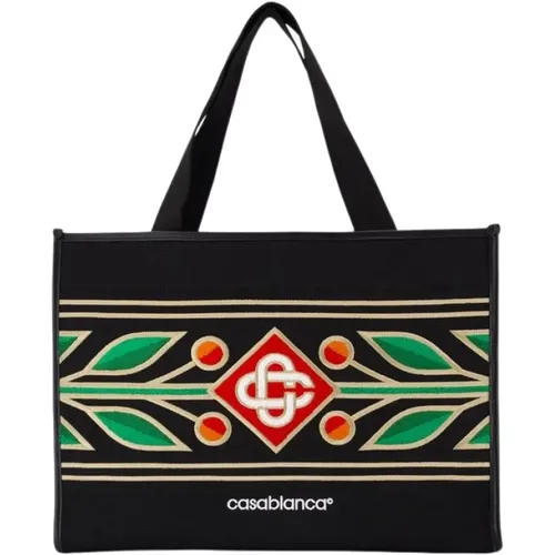 Tote Bags, female, , Size: ONE SIZE Black Knit Shopper Bag - Casablanca - Modalova