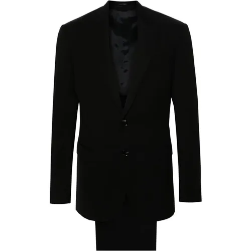 Single Breasted Suits, male, , Size: L Suit Twill Weave Jacket Trousers - Giorgio Armani - Modalova