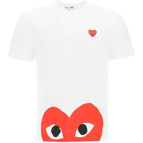 Comme des garcons play t-shirt with heart logo patch , male, Sizes: XL, L, 2XL - Comme des Garçons Play - Modalova