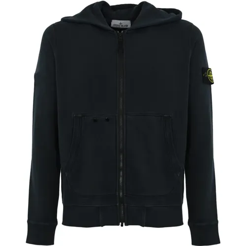 Blauer Baumwollkapuzenpullover , Herren, Größe: M - Stone Island - Modalova