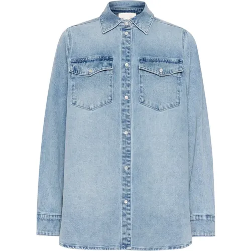 Hellblaue Retro Wash Denim Hemd - My Essential Wardrobe - Modalova