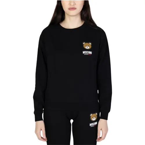 Schwarzer Bedruckter Langarm-Sweatshirt , Damen, Größe: L - Moschino - Modalova