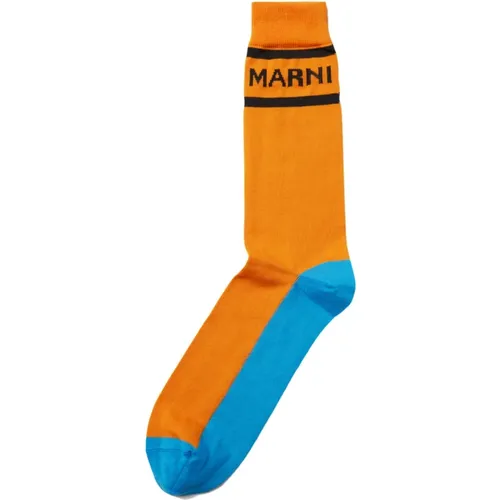 Intarsia Logo Socken Marni - Marni - Modalova
