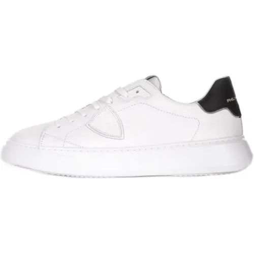 Weiße Ledersneakers Logo Gummisohle , Herren, Größe: 42 EU - Philippe Model - Modalova