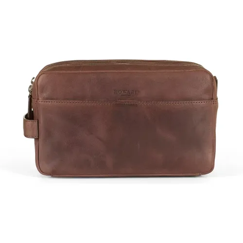 Toilet Bags, male, , Size: ONE SIZE Dark Leather Men's Washbag - Howard London - Modalova