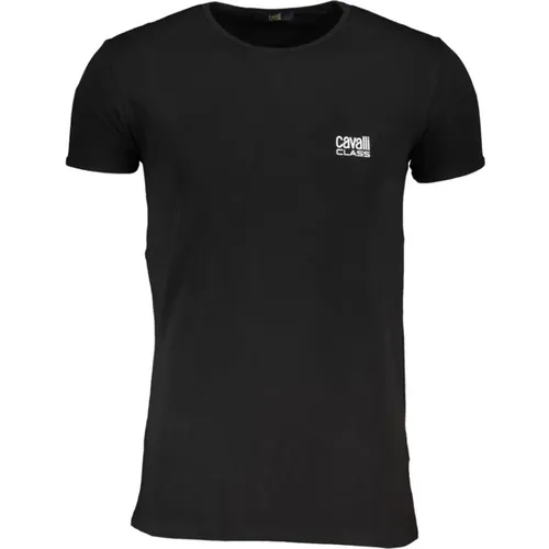 Schwarzes T-Shirt mit Drucklogo - Cavalli Class - Modalova