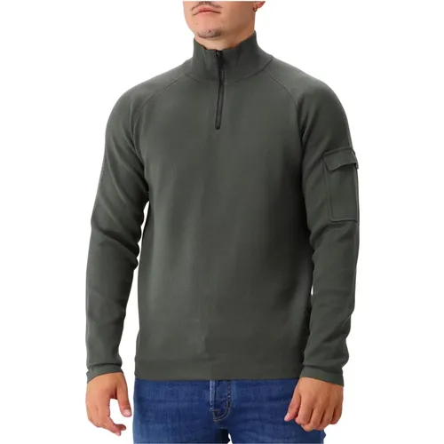 Grüner Halb-Zip Pullover , Herren, Größe: S - Genti - Modalova